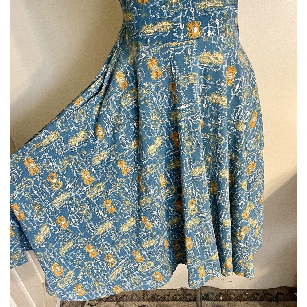 Effie's Heart Teal Blue Floral Keyhole Mini Dress with Mustard Accents - Picture 2 of 6